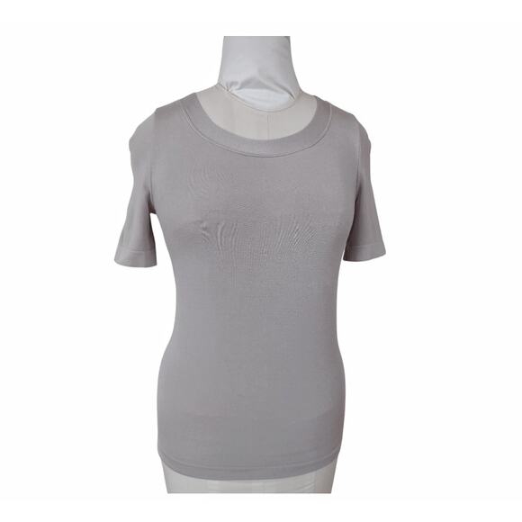 Wolford Knit T-Shirt Mocha Gray Size S Bodycon Stretchy Casual Workwear Top - Picture 1 of 9